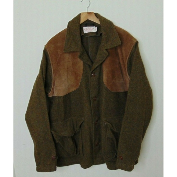 Filson Large Tweed Wool Jacket Leather 